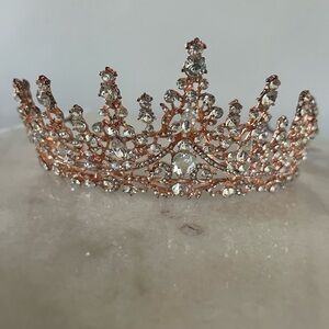 Sparkling Rose Gold Crystal Tiara